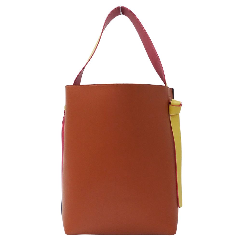 Celine Seri Tote Shoulder Bag Leather Navy Orange Pouch — view 2