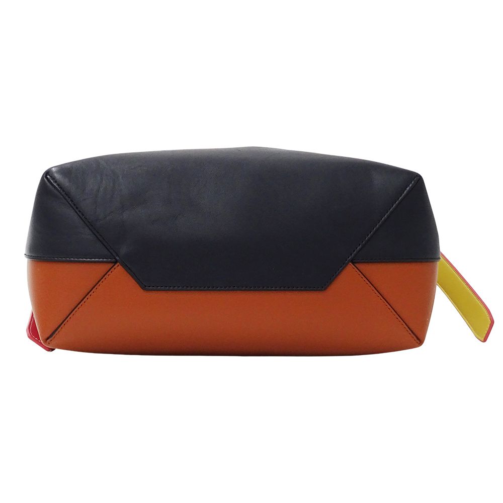 Celine Seri Tote Shoulder Bag Leather Navy Orange Pouch — view 3
