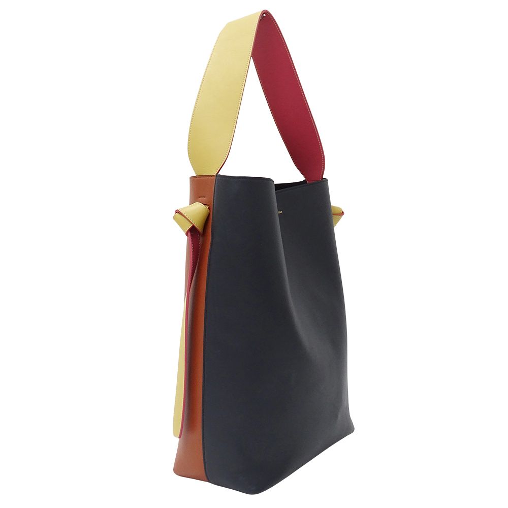 Celine Seri Tote Shoulder Bag Leather Navy Orange Pouch — view 4