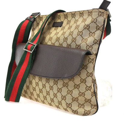 Gucci Sherry Line Shoulder Bag GG Beige Canvas Leather — view 2