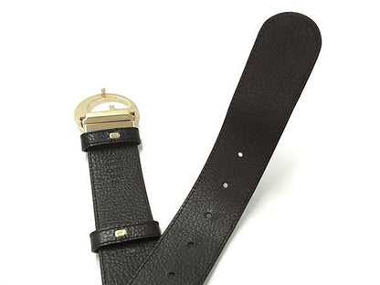 Gucci Sbule Leather Gold leto Black System Brown Belt — view 3