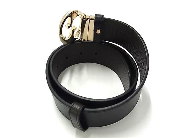 Gucci Sbule Leather Gold leto Black System Brown Belt — view 2