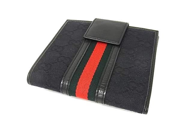 Gucci Sherry Line GG Canvas Leather Wallet Coin Purse Black — view 2