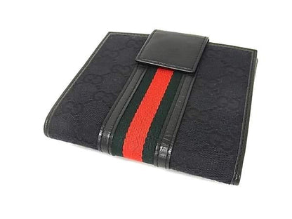 Gucci Sherry Line GG Canvas Leather Wallet Coin Purse Black — view 2