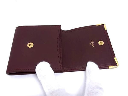 Cartier Leather Coin Case Purse LadyBordeaux — view 3