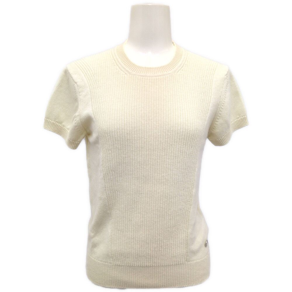 Hermes Short Sleeveknit Sweater 38 Beige Cashmere O-luci-dung