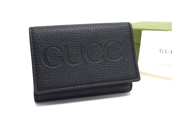 Gucci Leather Trifold Wallet Coin Purse Enter the Key Black