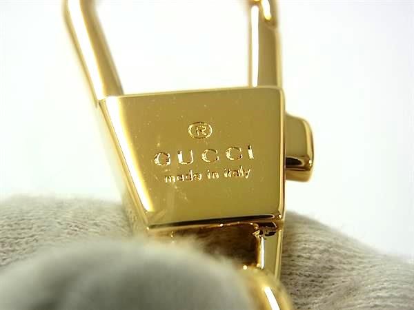 Gucci Logo Leather Key Holder Bag Charm Tree Ring Gold System Black — view 3