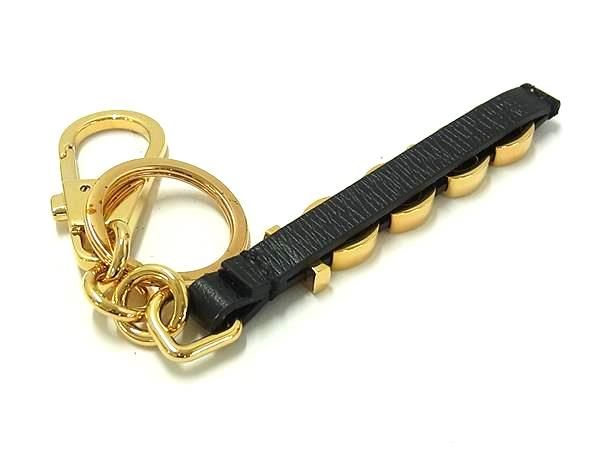Gucci Logo Leather Key Holder Bag Charm Tree Ring Gold System Black — view 2