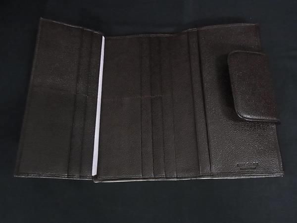 Bvlgari Bule Logo Leather Canvas Trifold Wallet Brown System Beige — view 4