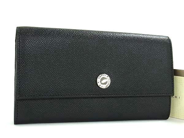 Bvlgari Bule Ninelasko Leather Wallet Coin Purse Black