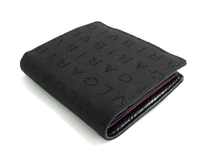 Bvlgari Bule Logo Canvas Leather Wallet Coin Purse Black — view 2