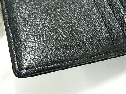 Bvlgari Bule Logo Canvas Leather Wallet Coin Purse Black — view 6
