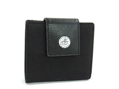 Bvlgari Bule Logo Canvas Leather Wallet Coin Purse Black