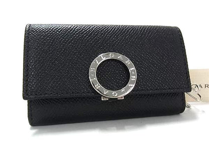 Bvlgari Leather 6 Key Case Black Key Holder