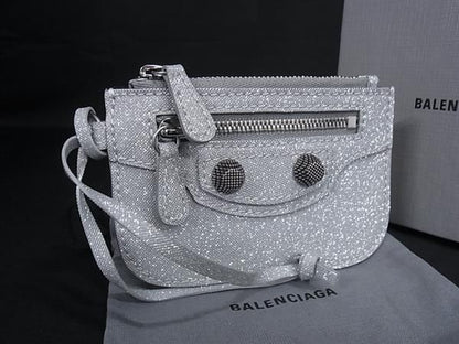 Balenciaga Cagole Coin Case Purse Silver