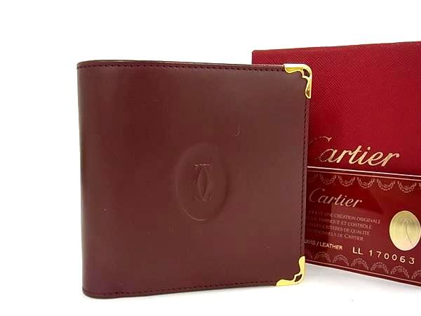 Cartier Leather Wallet Coin Purse Bordeaux