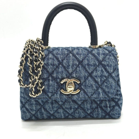 Chanel Shoulder Bag Coco Handle Mini Washed Denim Blue