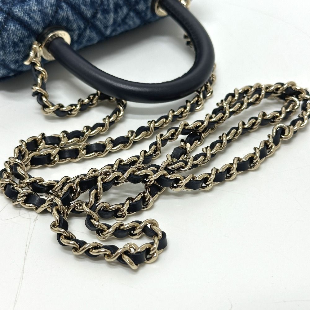 Chanel Shoulder Bag Coco Handle Mini Washed Denim Blue — view 7
