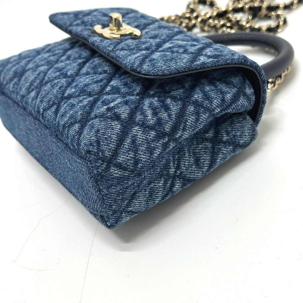 Chanel Shoulder Bag Coco Handle Mini Washed Denim Blue — view 4
