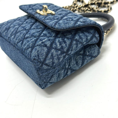 Chanel Shoulder Bag Coco Handle Mini Washed Denim Blue — view 4