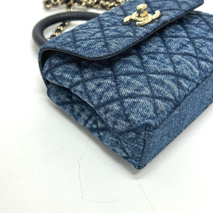 Chanel Shoulder Bag Coco Handle Mini Washed Denim Blue — view 5