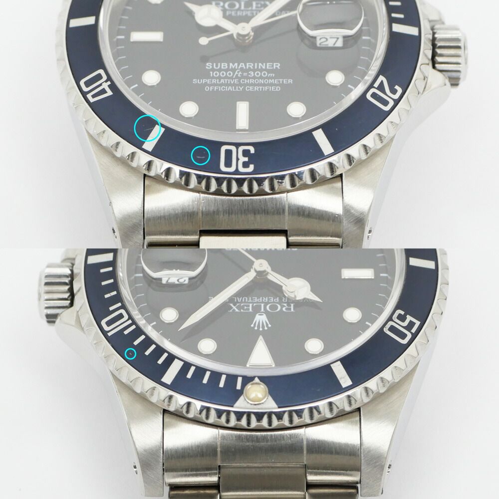 Rolex Submariner Date Number Aging Blue Gray Bezel SS Tritium Black Dial — view 8