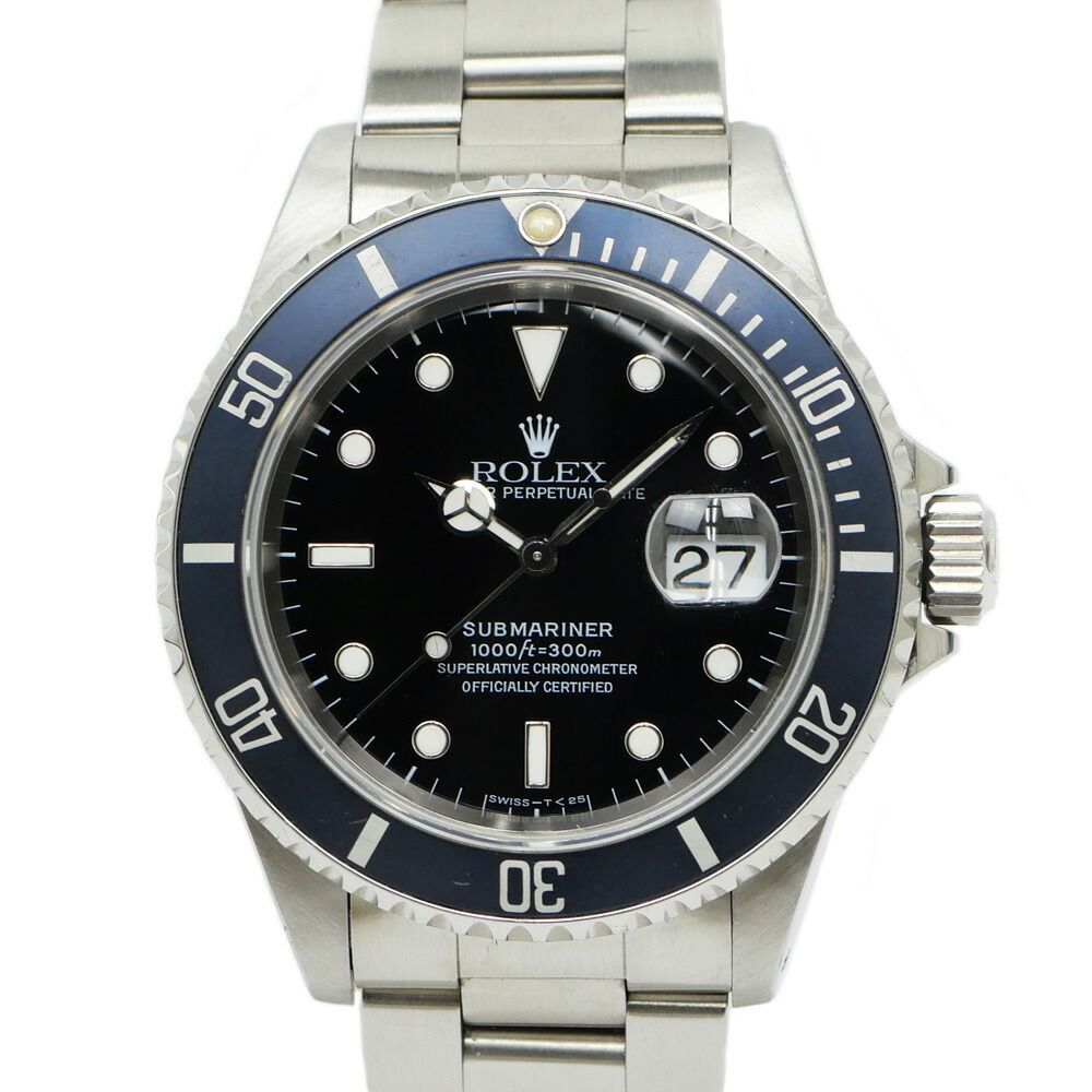 Rolex Submariner Date Number Aging Blue Gray Bezel SS Tritium Black Dial
