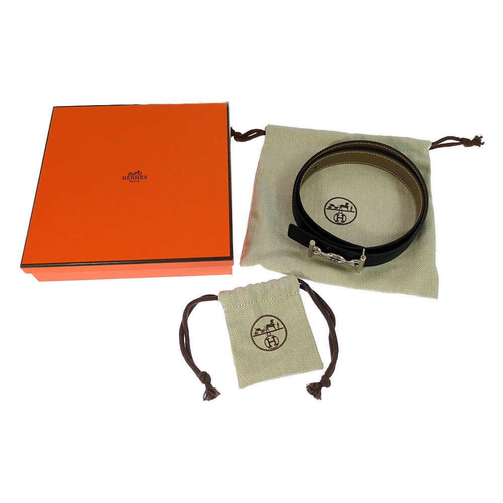 Hermes 75 Sbule Etoupe leto Black Belt — view 5