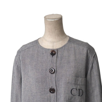 Dior Vintage Collarless Jacket CD Logo Embroidery Shirt — view 3