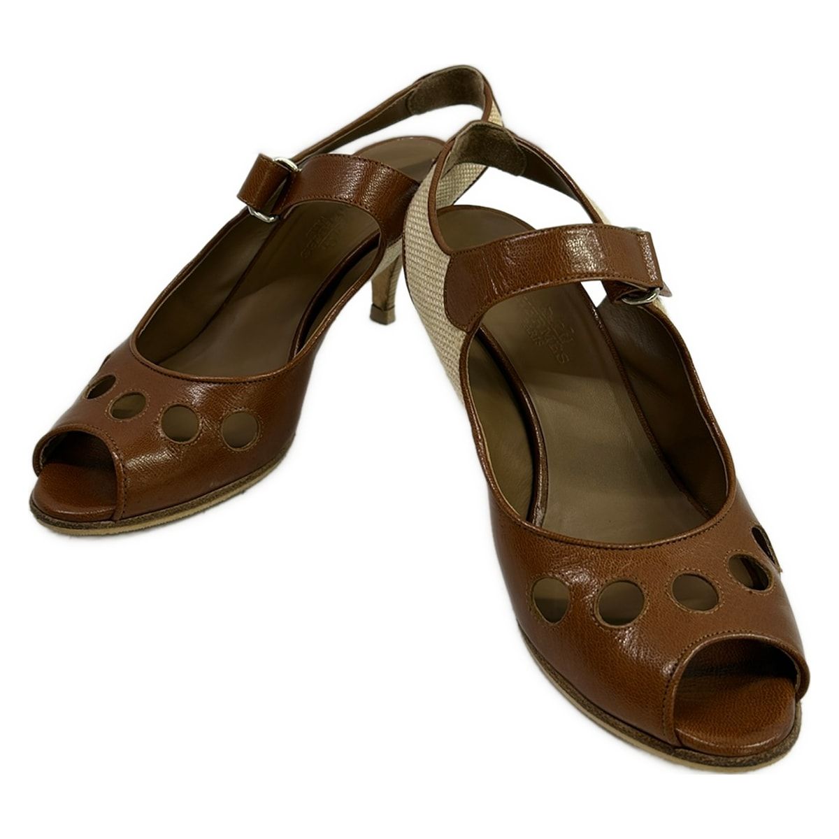 Hermes 36.5 LadyDa Ninebrown Beige Linen Leather — view 2