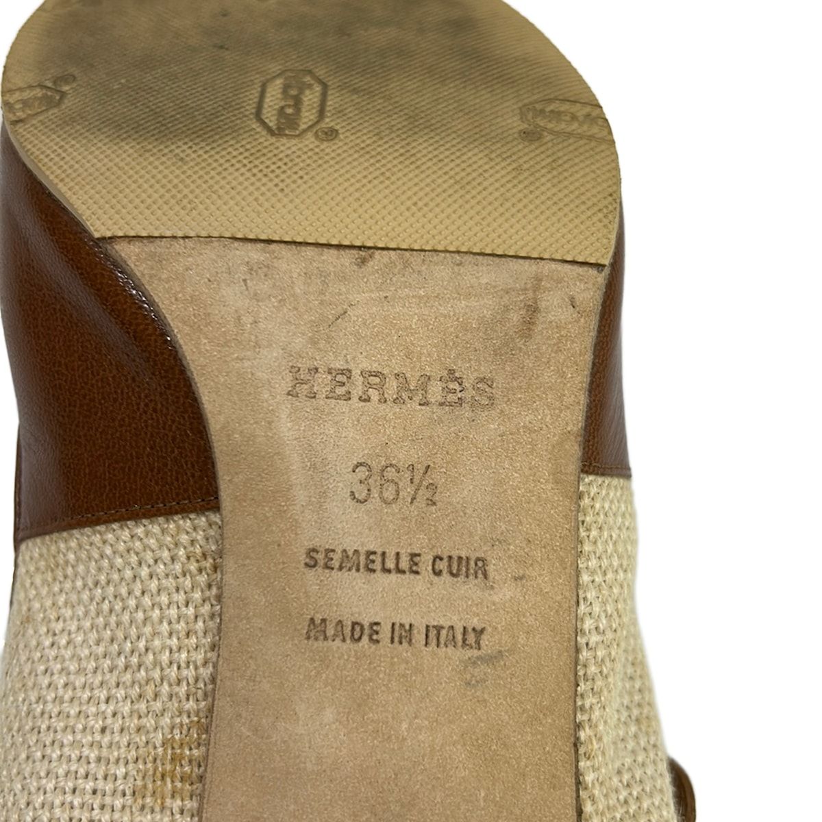 Hermes 36.5 LadyDa Ninebrown Beige Linen Leather — view 6