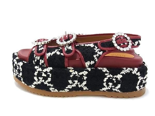 Gucci GG Tweet Leather lato Sandals 35 Shoes Black — view 3