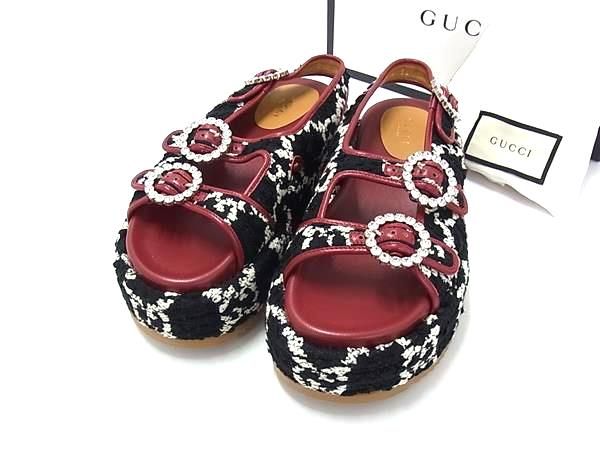 Gucci GG Tweet Leather lato Sandals 35 Shoes Black