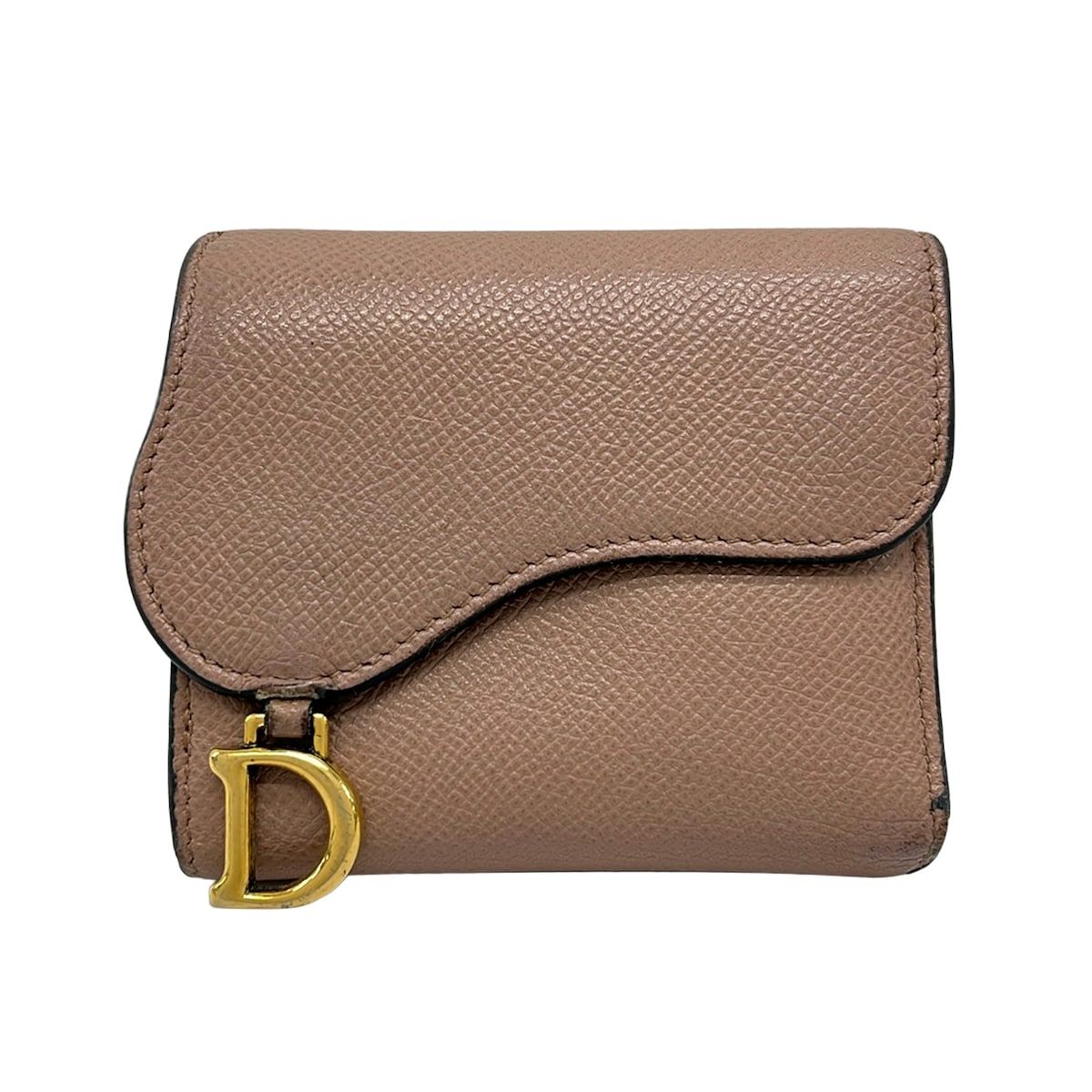 Dior reto Pink Beige Leather Wallet