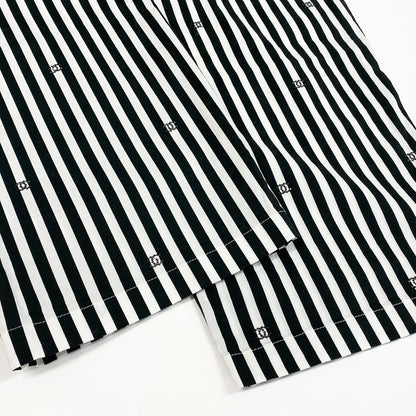 Chanel Kept Trousers Pants Rhinestone CC Logo Stripe 34 White Black — view 5