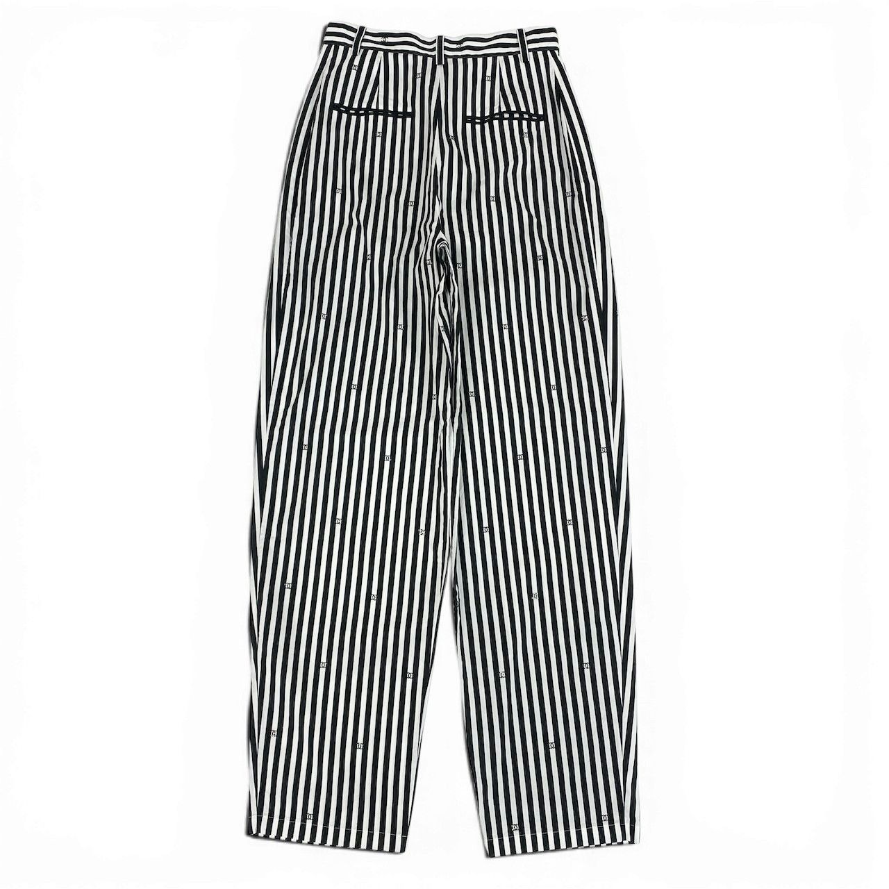Chanel Kept Trousers Pants Rhinestone CC Logo Stripe 34 White Black — view 2
