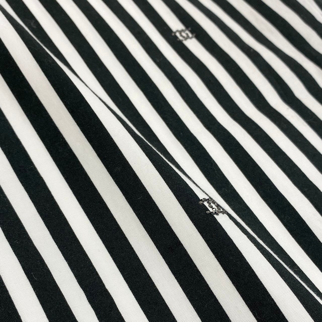Chanel Kept Trousers Pants Rhinestone CC Logo Stripe 34 White Black — view 6
