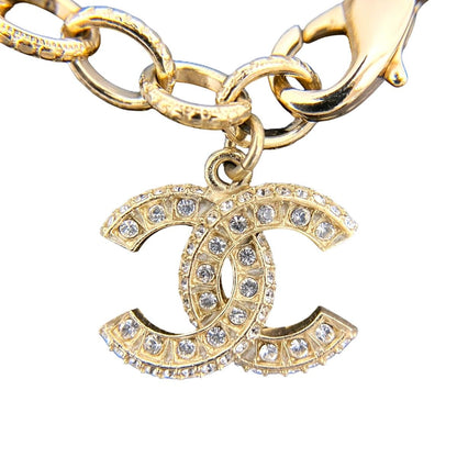 Chanel Faux Pearl Rhinestone Costume CC Logo Bracelet