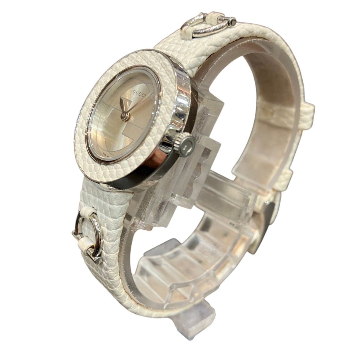 Gucci Horsebit Watch SS Leather Quartz White Shell Dial 129.5 — view 2