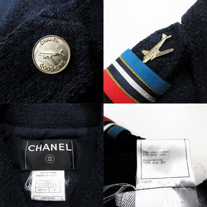 Chanel 08c Airplane Button Tweed Jumps All in One Navy 36 — view 7