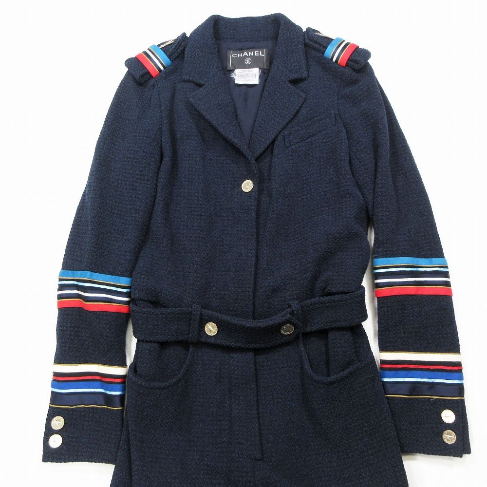 Chanel 08c Airplane Button Tweed Jumps All in One Navy 36 — view 3
