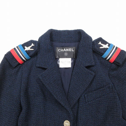 Chanel 08c Airplane Button Tweed Jumps All in One Navy 36 — view 4