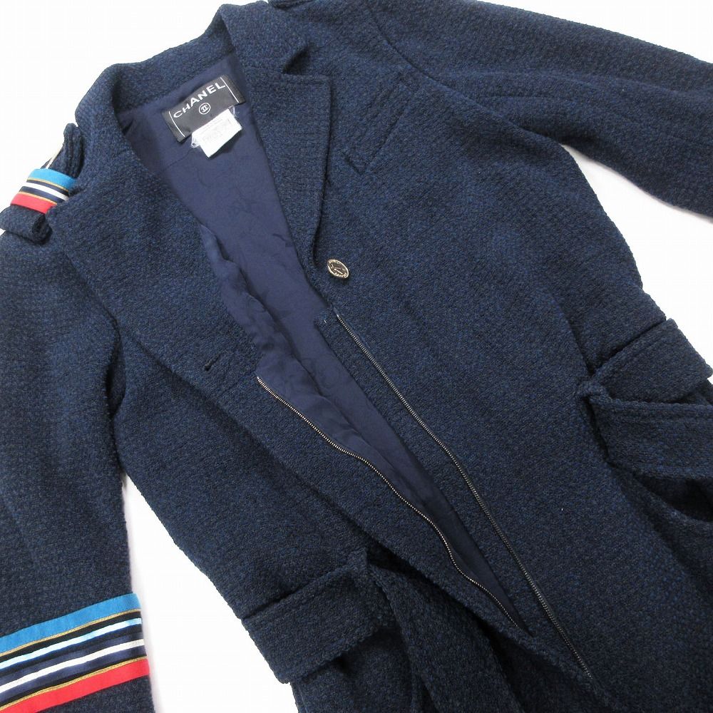 Chanel 08c Airplane Button Tweed Jumps All in One Navy 36 — view 8
