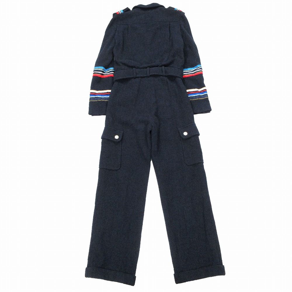 Chanel 08c Airplane Button Tweed Jumps All in One Navy 36 — view 2