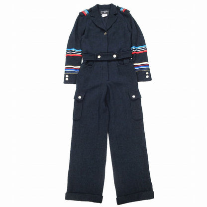 Chanel 08c Airplane Button Tweed Jumps All in One Navy 36