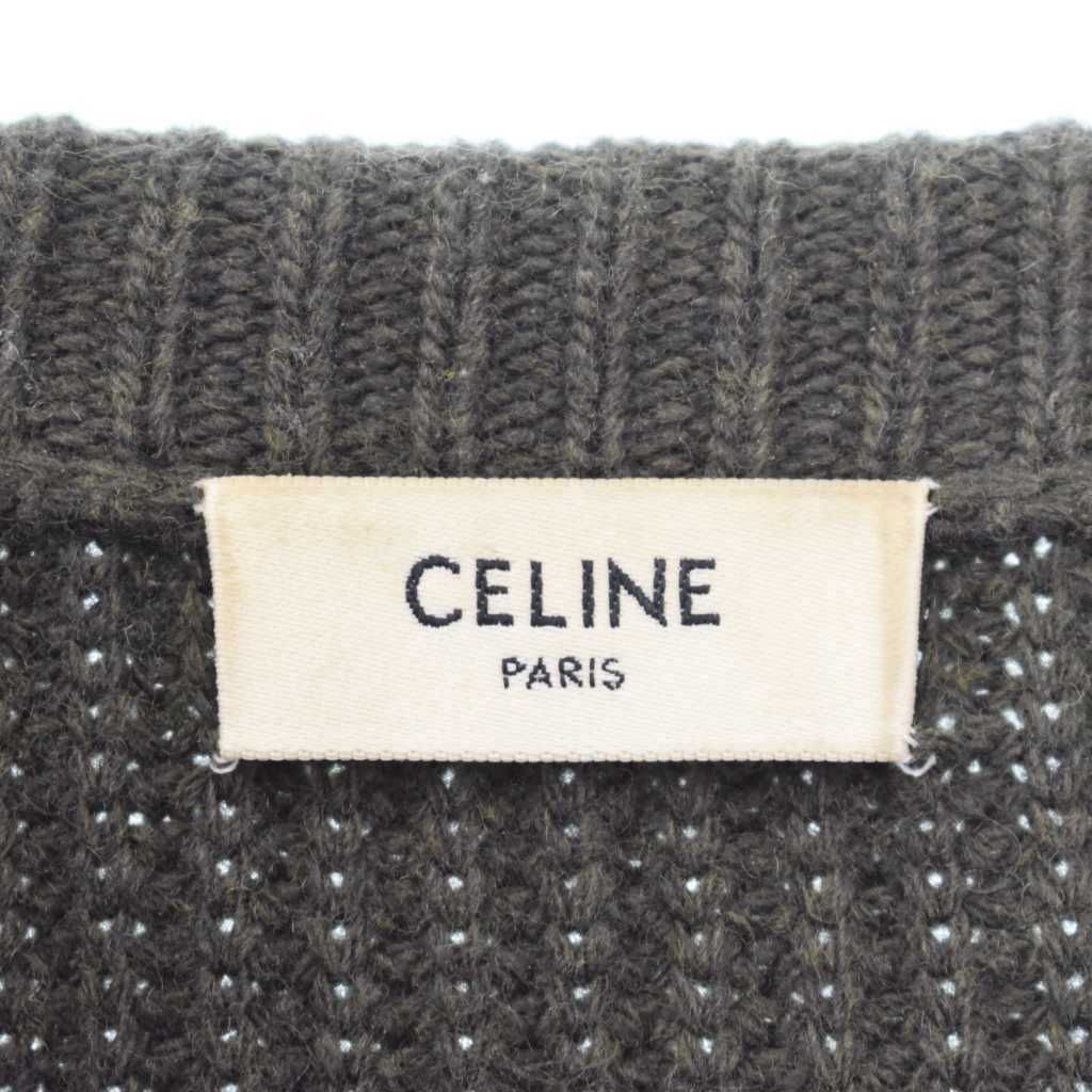 Celine Seri Knit Sweater Reopa Depattern Logo XL Khaki — view 3