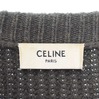 Celine Seri Knit Sweater Reopa Depattern Logo XL Khaki — view 3