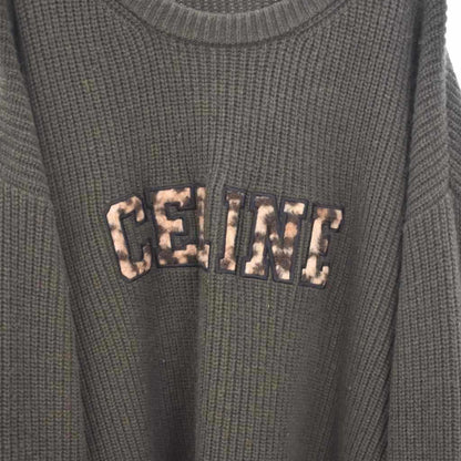 Celine Seri Knit Sweater Reopa Depattern Logo XL Khaki — view 6