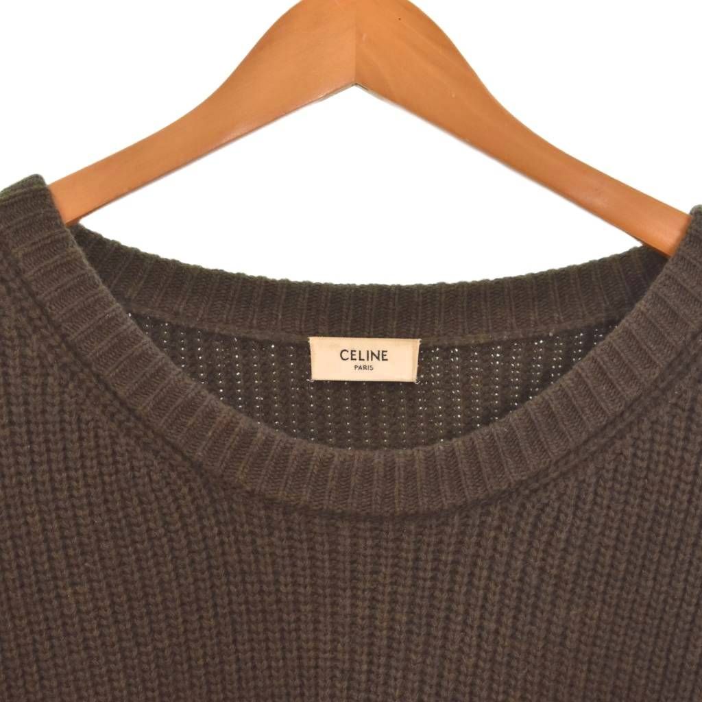 Celine Seri Knit Sweater Reopa Depattern Logo XL Khaki — view 5